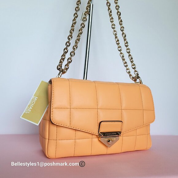 MICHAEL KORS Soho Quilted Smooth Leather Shoulder Bag- Cantaloupe color ⭐ - Picture 3 of 16
